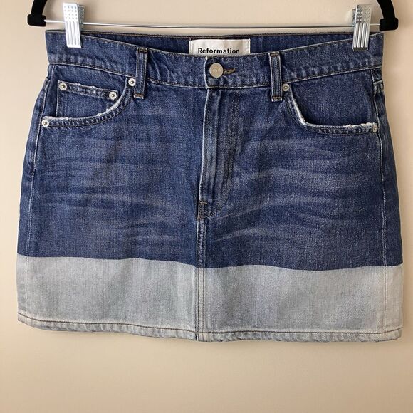 Reformation Revolve Ella Women Jean Mini Skirt Celtic Wash size 29/8/M MRSP $98 - Picture 2 of 14